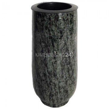 Wazon kamienny o wymiarach wysokość 26 cm średnica 11 cm z granitu verde bahia