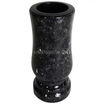 Wazon na cmentarz z granitu LABLADOR BLUE PEARL wersja mini wysokość 20 cm średnica 10 cm