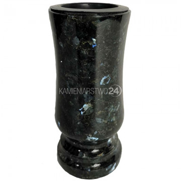 Flakon z granitu na cmentarz  LABLADOR BLUE PEARL wersja mini wysokość 20 cm średnica 10 cm